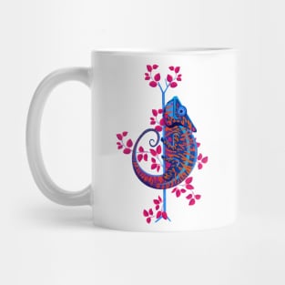 Colorful Chameleon | Blue Orange Pink Color Palette Art Print Mug